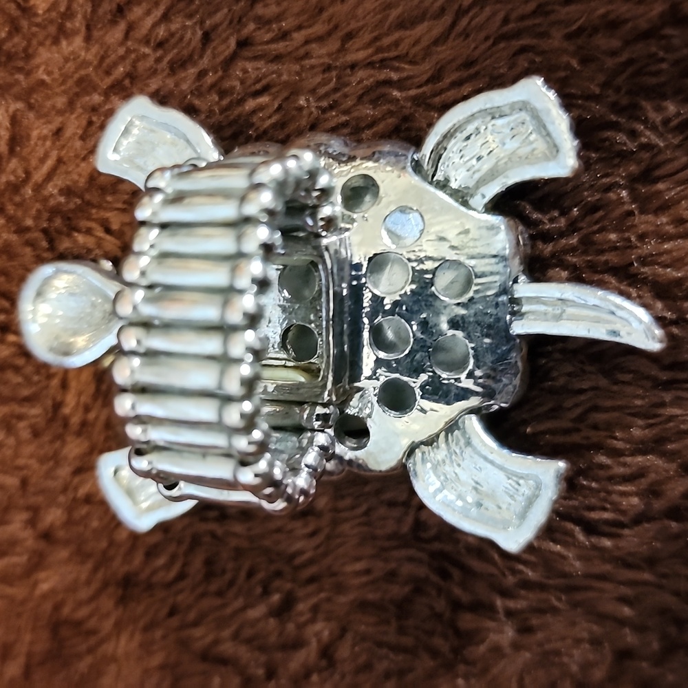 Silver Crystal Turtle Adjustable Ring - image 3
